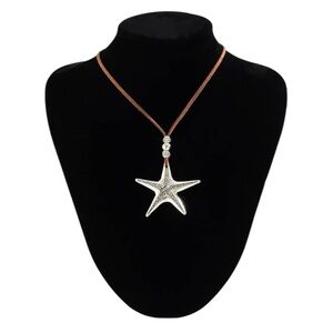 Silver Starfish Pendant Necklace Coastal Nautical Summer Jewelry New Beach    C3